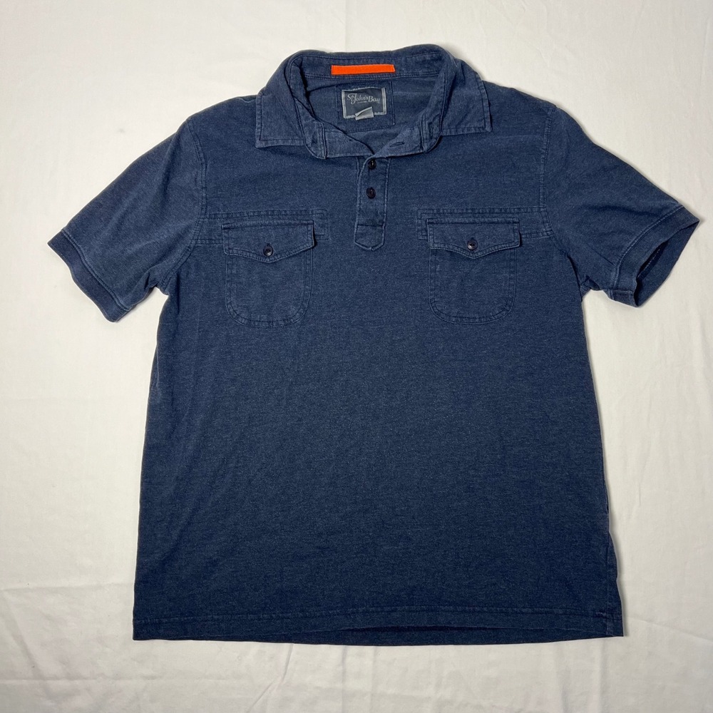 St Johns Bay Outfitters Mens Navy Blue Short Sleeve Dual Pocket Polo Shirt Large